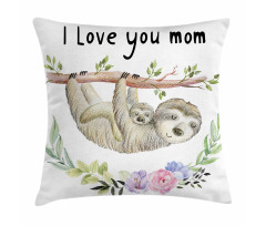 Mom Sloth and Baby Pillow Cover