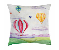 Hot Air Balloons Scene Pillow Cover