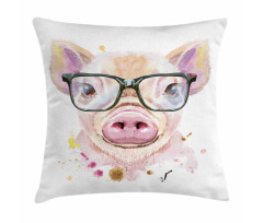 Pig Portrait with Spots Pillow Cover