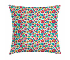 Graphical Flower Silhouettes Pillow Cover