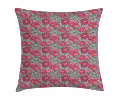 Budding Peony Flowers Leaves Pillow Cover