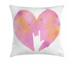 Watercolor Heart Rock Sign Pillow Cover