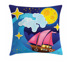 Sailing Boat Cartoon Pillow Cover