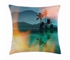 Sea and Palm Trees Art Pillow Cover