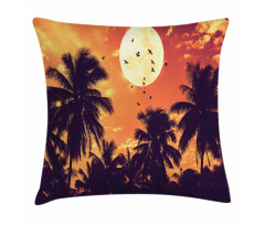 Palms Full Moon Birds Pillow Cover