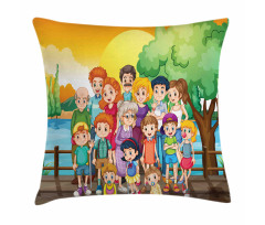 Adults and Children Posing Pillow Cover