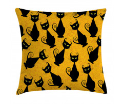 Black Cat Vintage Pillow Cover