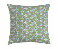 Ornate Round Spring Flower Pillow Cover