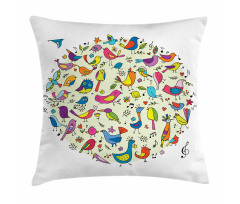 Vivid Little Birds Pillow Cover