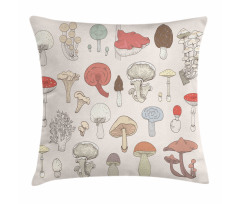 Pastel Various Mushrooms Pillow Cover