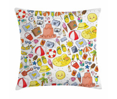 Vivid Summer Vacation Items Pillow Cover