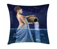 Aquarius Lady with Pail Pillow Cover