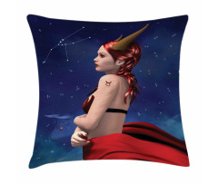 Taurus Girl Horns Sign Pillow Cover