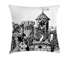 Medieval Fortress Sketch Pillow Cover