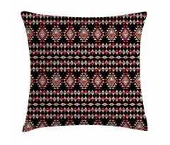 Folk Art Triangles Patchwork Pillow Cover