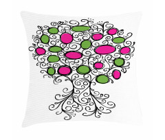 Pink Green Spring Tree Pillow Cover