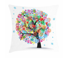 Blooming Flowers Heart Pillow Cover