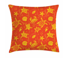 Yellow Turtles Crabs Pillow Cover