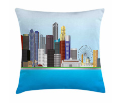 Urban Buildings and River Pillow Cover