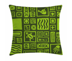 Tiki Pattern Aloha Doodling Pillow Cover