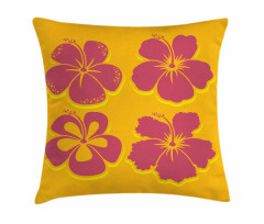 Hibiscus Flower Silhouettes Pillow Cover