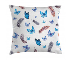 Feathers and Butterfly Pillow Cover