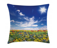 Flowers Cloudy Sky Pillow Cover