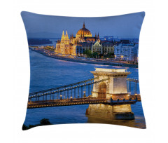 River of Budapest Bridge Pillow Cover