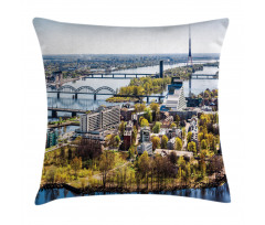 View of Old Riga City Pillow Cover