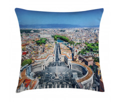 Square in Rome Cityscape Pillow Cover