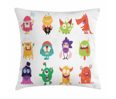 Funny Monsters Cartoon Art Pillow Cover