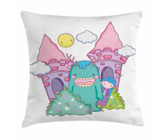 Little Girl Monster Castle Pillow Cover