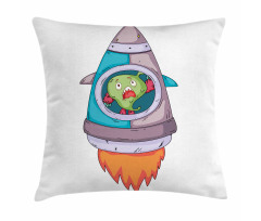 Monster Rocket Space Travel Pillow Cover