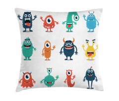 Colorful Monster Graphic Art Pillow Cover