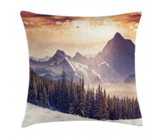 Winter Evening Mountain Pillow Cover