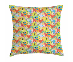 Doodle Beasts Wow Lettering Pillow Cover