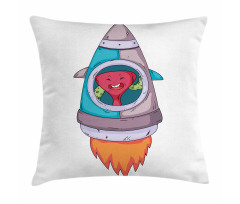 Creature in a Space Rocket Pillow Cover