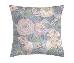 Floral Motif Minder Kılıfı Pembe Dekoratif Güller ve Tomurcukları