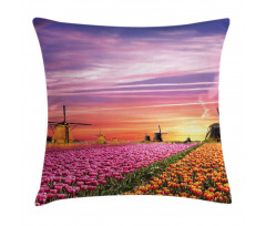 Scenic Tulip Fields Pillow Cover