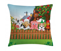 Farm Animals Mascots Pillow Cover