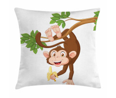 Monkey with Banana Tree Pillow Cover