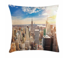 Sunset Urban Aerial Photo Pillow Cover