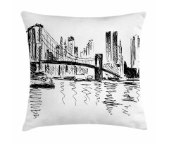 Buildings Bridge River Pillow Cover