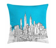 Pencil Drawn Brooklyn Pillow Cover