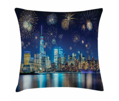 New Year Night Fireworks Pillow Cover