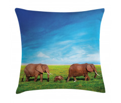 Elephant Family Africa Pillow Cover