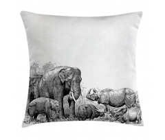 Elephants Pillow Cover