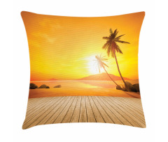 Wooden Deck Sunset Pillow Cover