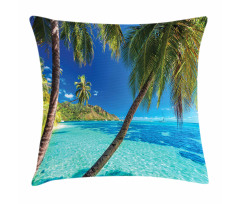 Palm Trees Sea Beach Pillow Cover