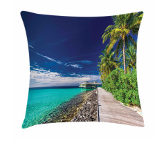 Beach Palm Trees Sky Pillow Cover